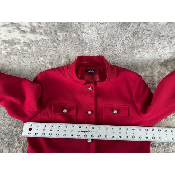 Rafaella Womens Size 6 Metal Button Blazer Jacket Red Long Sleeve Collar Lined - Picture 6 of 10